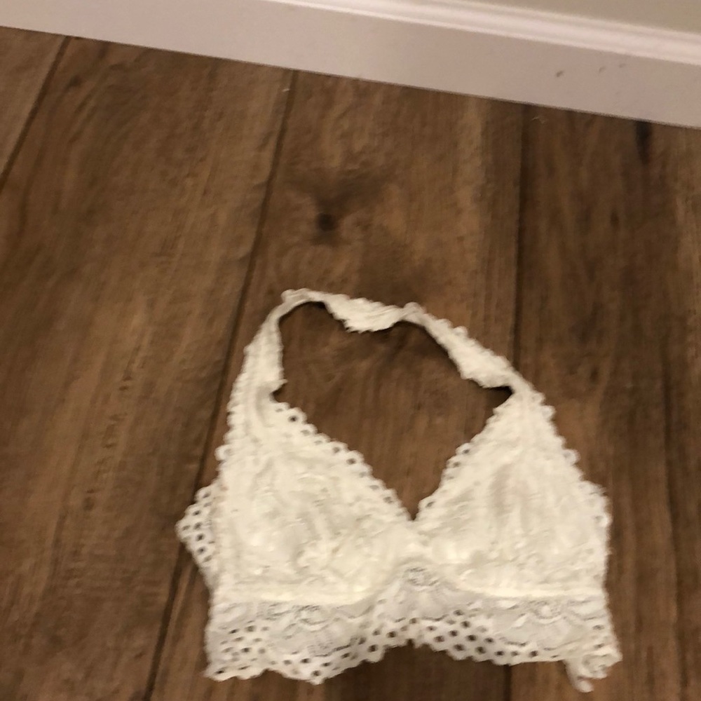 white halter lace bralatte- size xs